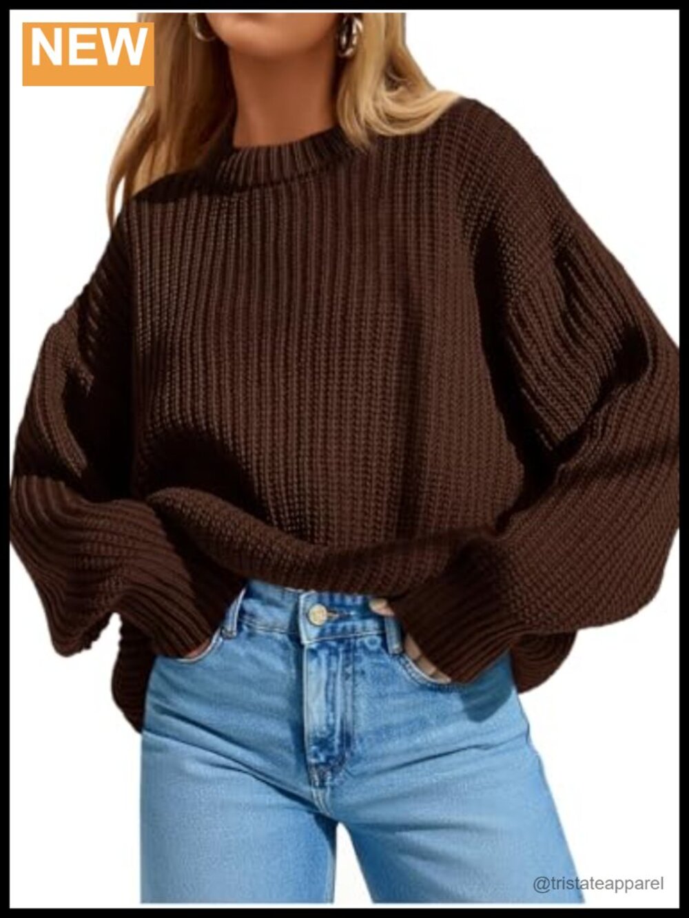 Oversized Chunky Knit Crewneck Sweater